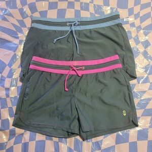 Free Country Women's Athletic Shorts Bundle - Gray with Blue and Pink Accents XL